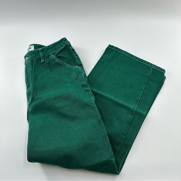 RSQ Denim - RSQ Emerald Green High Rise Wide Leg Dad Jeans Size Large 100% Cotton